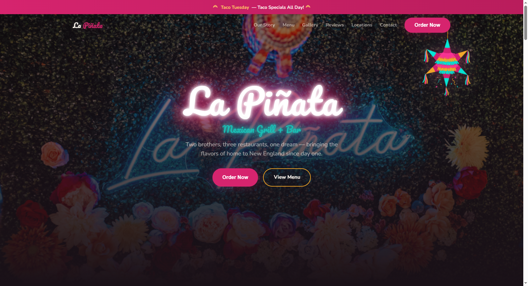 La Pinata Mexican Grill website